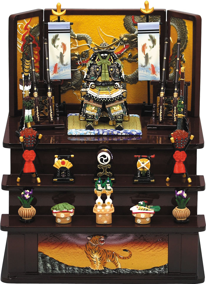 伊達公鎧緑三段飾り（大）龍虎